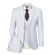 Men White Suits Slim Fit 3 Piece Suit Two Botton Tuxedo for Men Bussiness Wedding Grooms Prom Dress Suit Blazer Jacket Vest Pants L