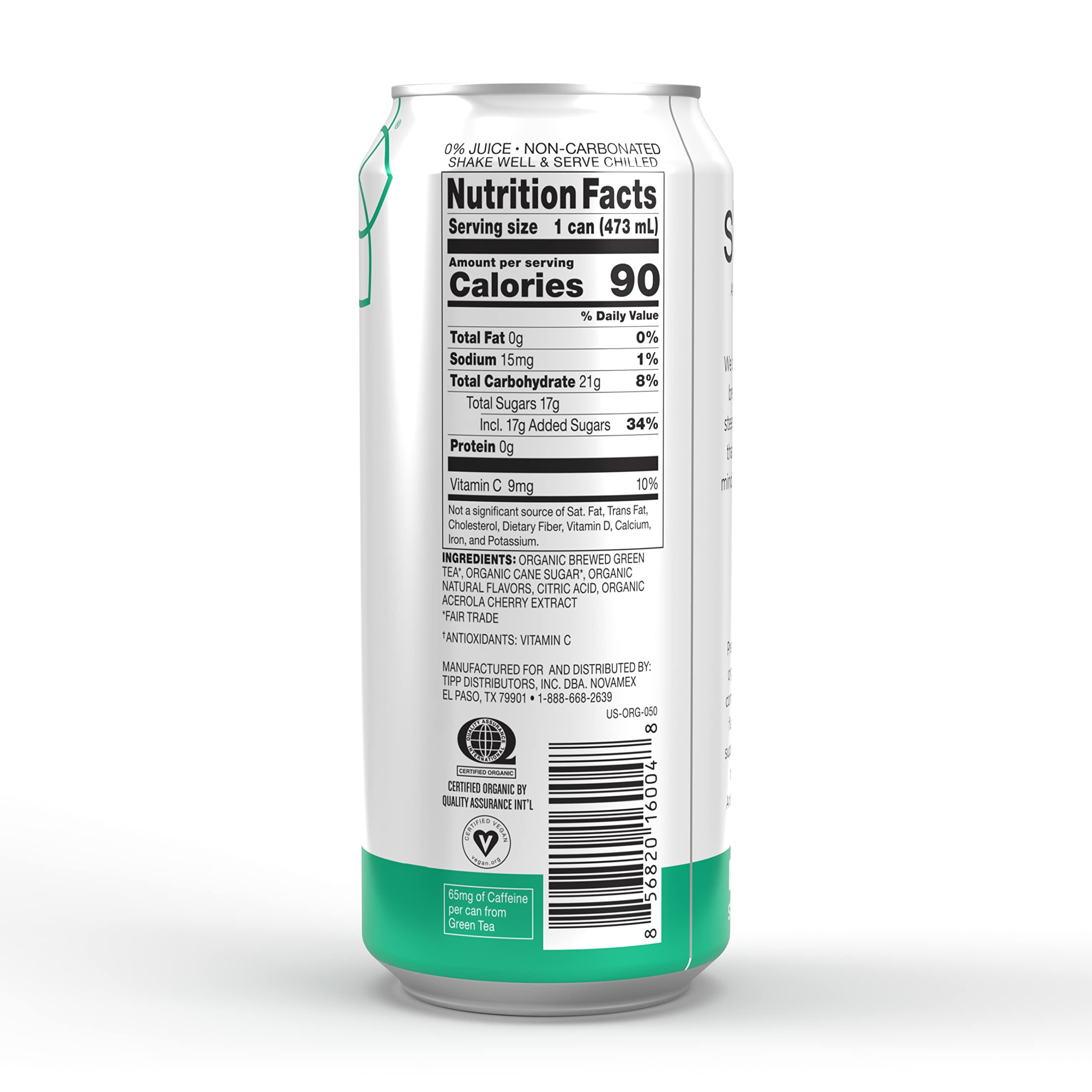Steaz Organic Iced Green Tea Antioxidant Brew, Mint, 16 Fl Oz, Pack of 12