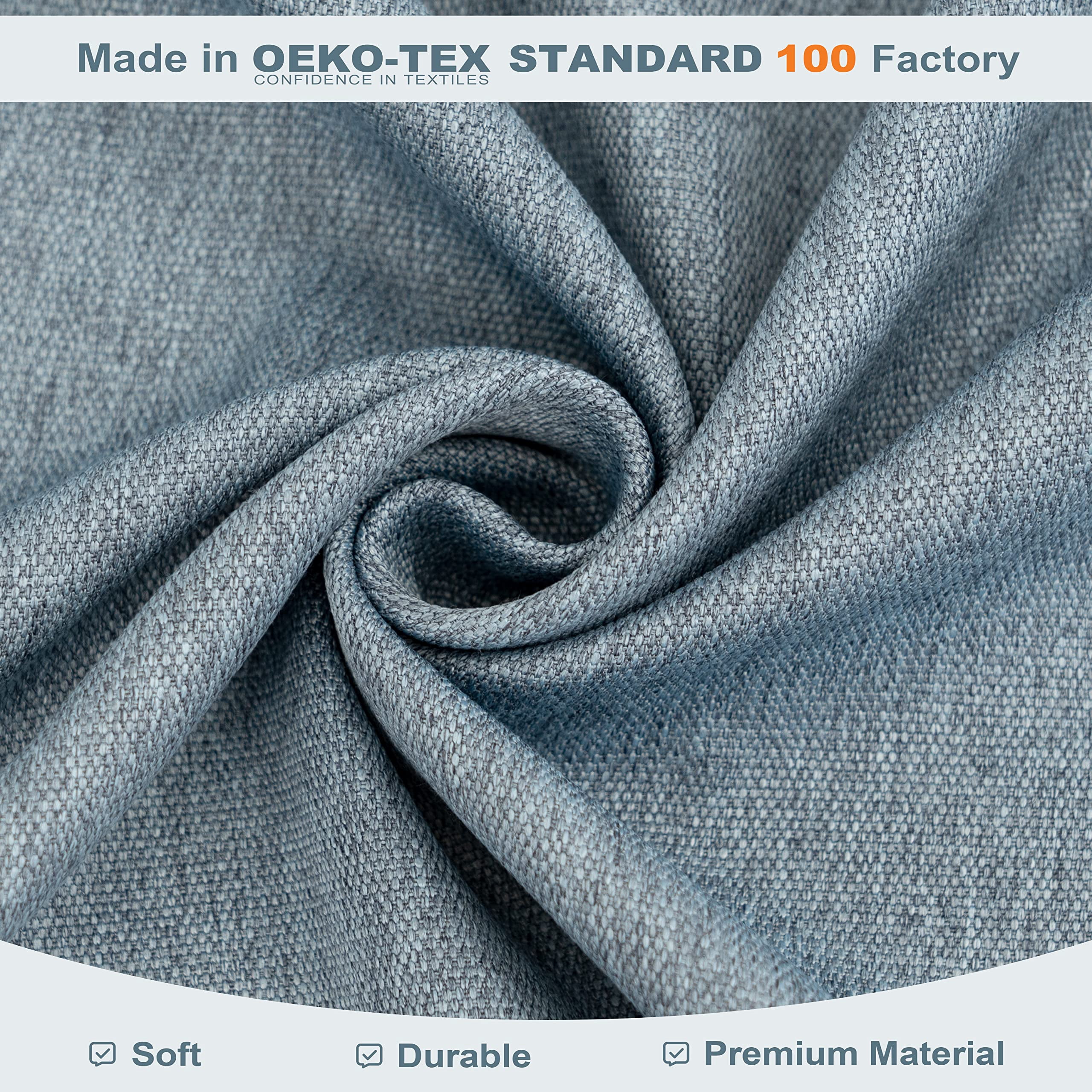 DriftAway Pinch Pleat Valance for Kitchen Window Blackout Faux Linen Textured Solid Valance for Living Room 16 Inch Farmhouse Window Treatment Back Tab 52x16 Dusty Blue