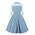 thumbnail image 3 of Vestido de fiesta de encaje sólido elegante vintage con cuello vuelto y media manga para mujer Fridja  NMB573, 3 of 8