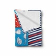 thumbnail image 2 of Geometric Soft Flannel Fleece Throw Blanket, Checkered Style Nautical Elements Composition with Anchor Helm and Fish Motifs, Cozy Plush for Indoor and Outdoor Use, 70" x 90", Multicolor, by Ambesonne, 2 of 6