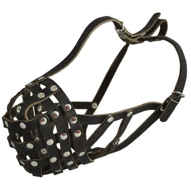 Secure Leather Mesh Basket Dog Muzzle - Boxer, English ...