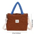 thumbnail image 3 of Bolso cruzado de pana para mujer, bolso de mano informal hinchado, bolso de compras de invierno (marrón), 3 of 7