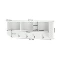 thumbnail image 4 of Hassch Coat Rack Wall Mounted, Entryway Hanging Shelf with Open Shelves and 4 Dual Hooks for Clothes, Hats, Towel, Purse, White, 4 of 8