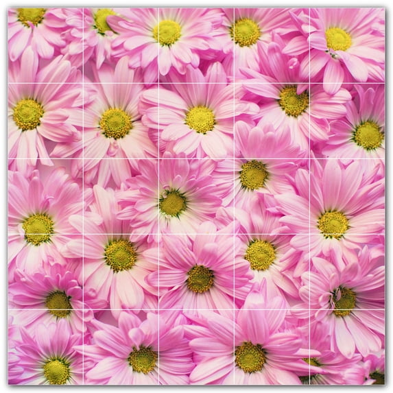 Picture-Tiles.com: Flowers Ceramic Tile Wall Mural WAL500654-55XL. 60"W x 60"H using (25) 12" x 12" Ceramic Tiles-Satin Finish