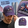 thumbnail image 5 of DORKASM 9/11 25th Anniversary Hat 911 Memorial Flag Floral Baseball Purple one size, 5 of 6