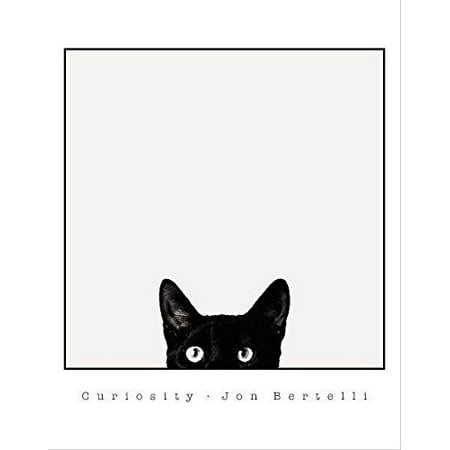 Art Black And White Photograph Curiosity Black Cat by Jon Bertelli 14x11 Art Print Poster Black and White Photograph of Kitty Kitten Peeking ()