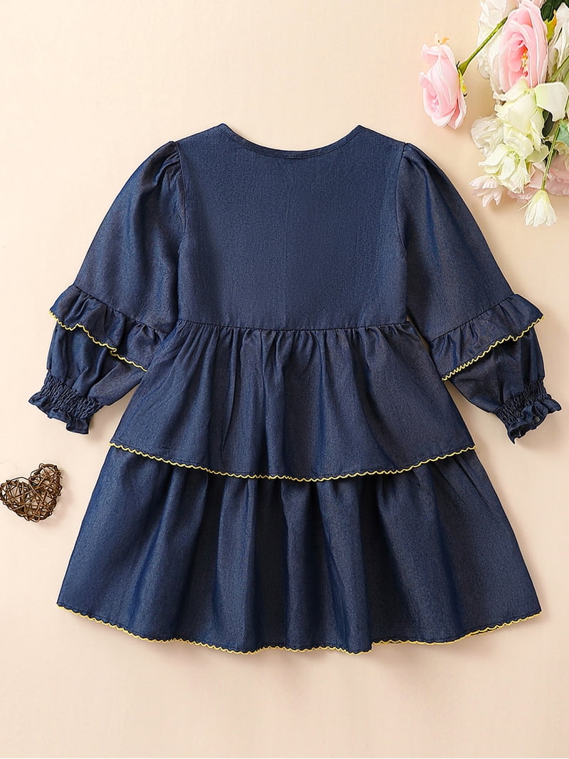 fall dresses 2t Floral Long Sleeve Toddler Dress- Toddler, Kid, Milk Silk, Snaps, Fall, Dress, Yellow, Flowers, Matching, Fall Dresses, Toddler Autumn Dress