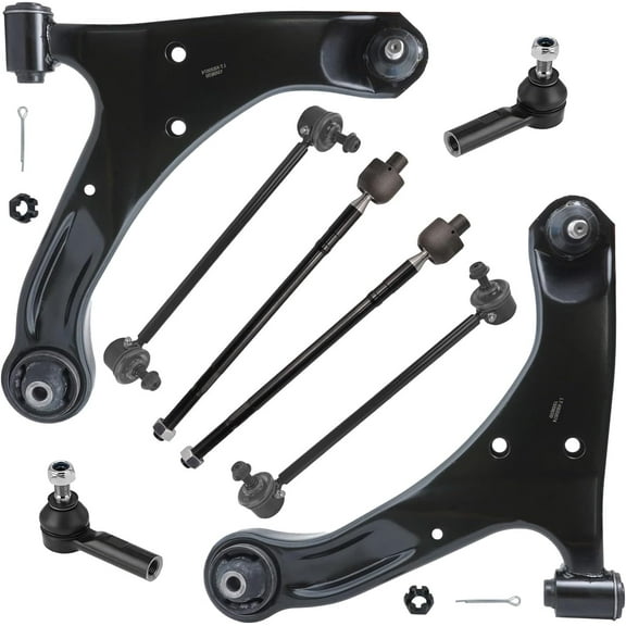 Detroit Axle - 8pc Front End Kit for 2006-2013 Suzuki Grand Vitara, 2 Lower Control Arms with Ball Joints 2 Sway Bars 4 Inner Outer Tie Rods 2007 2008 2009 2010 2011 2012 Suspension Replacement