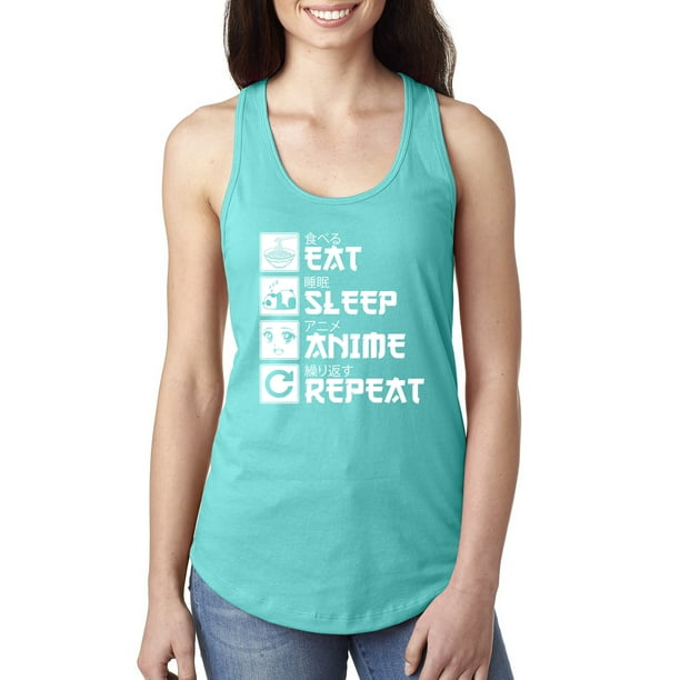 Wild Bobby Wild Bobby Eat Sleep Anime Repeat Pop Culture Women Racerback Tank Top Tahiti Blue Large Walmart Com Walmart Com