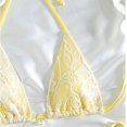 thumbnail image 2 of Elegant Summer Striped Tie Front Bikini For Beachwear And Lounging Tankini SwimwearWomen Bikini Set Textured Halter Triangle Tie Side Bikini Set with Lace (Yellow M), 2 of 6