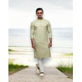 thumbnail image 3 of Pista Color Soft Plain Art Silk Kurta Pajama, Traditional Cultural Wear for Mens, 2542, 3 of 9