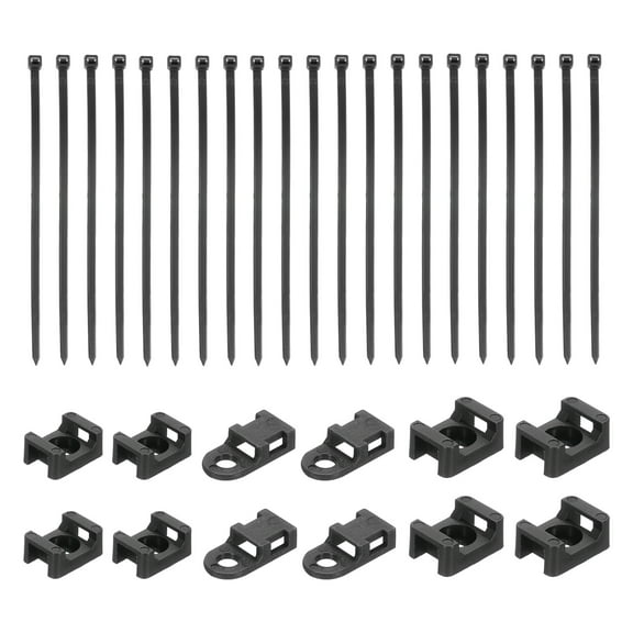Uxcell 120Pcs Magnetic Zip Tie Mount Adjustable Cable Tie Holder with 6" Cable Zip Ties,Black