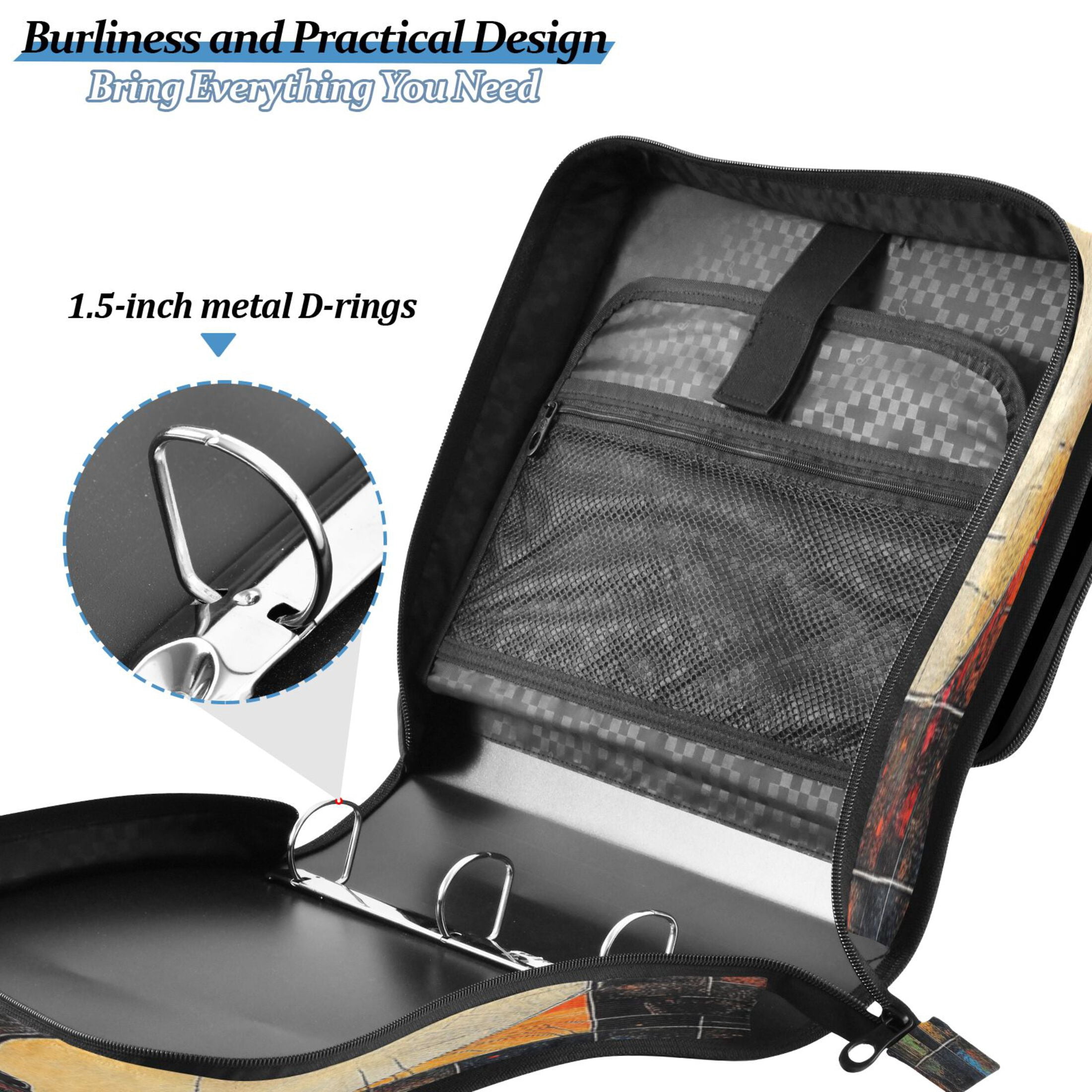 YAZAOO Zipper Binder trapper keeper Documents Organized Design Ethereal Midnight Guardian Printed