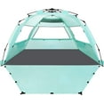 thumbnail image 1 of WhiteFang Deluxe XL Pop Up Beach Tent refugio para 3-4 personas, protección UV, piso extensible con 3 ventanas de ventilación más bolsa de transporte, estacas y líneas tensoras (verde menta), 1 of 5