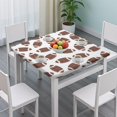thumbnail image 3 of Brown Footballs Pattern Square Fitted Tablecloth with Elastic Edge,Square Table Cover,Washable Elastic Table Cover for Home Kitchen Party Decor 34"x34", 3 of 6