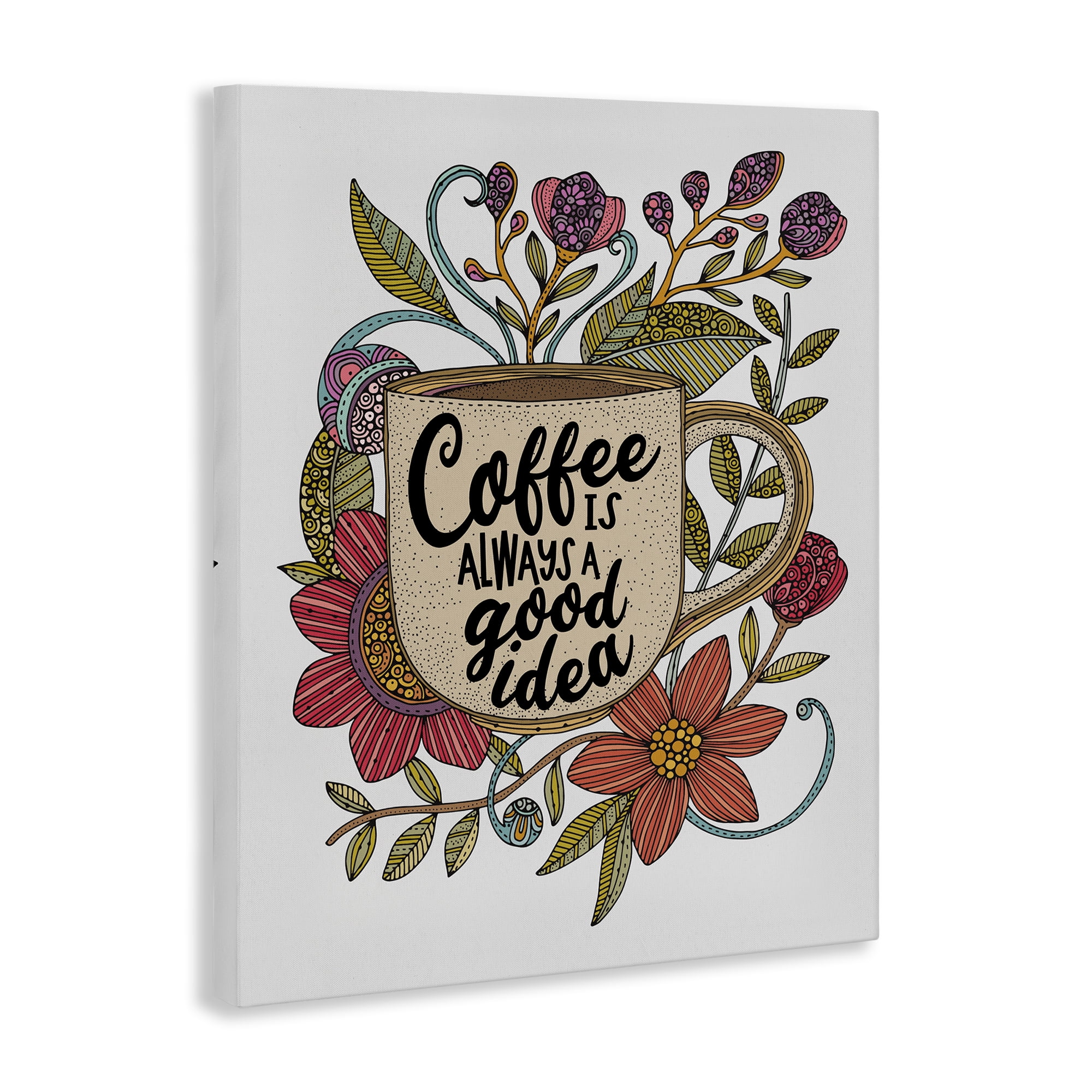 Stupell Industries Floral Coffee Good Idea Food & Beverage Painting Gallery Wrapped Canvas Art Print Wall Art, 16 x 20