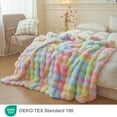 thumbnail image 2 of LIFEREVO Fluffy Faux Rabbit Fur Bubble Throw, Rainbow Plush Shaggy Blanket for Couch Sofa Chair, Soft Tie Dye Furry Blanket Adults Kids Girls, Fuzzy Throw for Bedroom Living Room, 50x60, Rainbow, 2 of 7