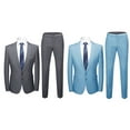 thumbnail image 5 of Skymirror 1 Set Blazer Pants Solid Color Turndown Collar Long Sleeve Slim Fit Two Buttons Formal Suit for Wedding Banquet Prom, 5 of 8