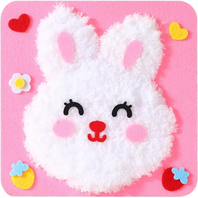 Tingzi DIY Embroidery Doll Set for Kids, Sewing Arts and Crafts Kit, Easy to Do Cartoon Animal Sewing Projects Yarn Board, Felt Animals Stickers Hands On Activities