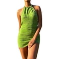 thumbnail image 1 of goowrom Women Summer Knitted Solid Color Tied Neck Backless Dress, 1 of 10