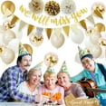 thumbnail image 5 of We Will Miss You Banner, Gold Sand White Party Decorations with Good Luck Balloons Triangle Flag Banner Confetti Balloon for Retirement, 5 of 7