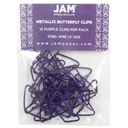 JAM Butterfly Clips, Purple Paperclips, 15/Pack