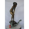 thumbnail image 4 of Nifao Girl Watching Jumping Frog – Outdoor Bronze Fountain, Garden Water Feature, 21"L x 15"W x 38"H, 4 of 11