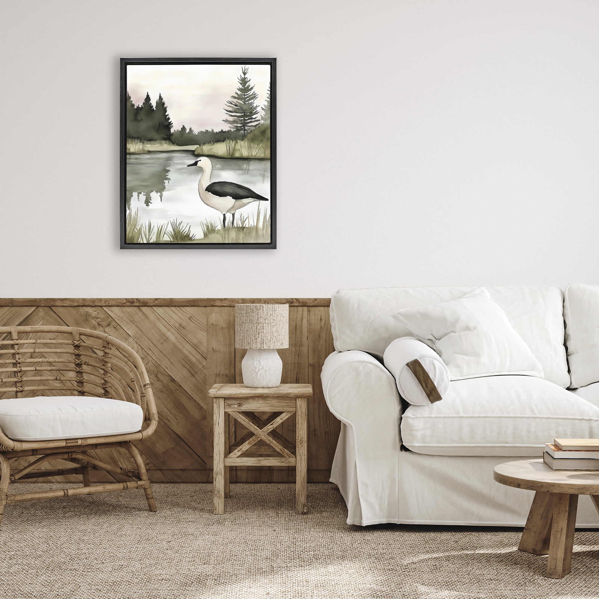 Stupell Industries Springtime Serenity Duck Black Framed Floater Canvas Wall Art, design by Riley B