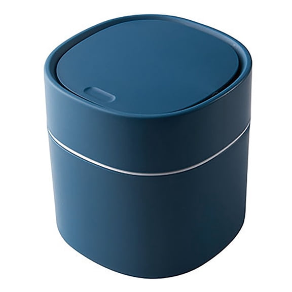 2-Liter Mini Trash Can with Lid, Touch-Button Kitchen & Bathroom Small Garbage Bin for Countertop, Office, and Living Room,Blue