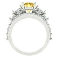 thumbnail image 4 of 3.06 ct Brilliant Round Cut Yellow Zircon 14k White Gold Solitaire with Accents Engagement Bridal Wedding Ring Band Set size 7.5, 4 of 7