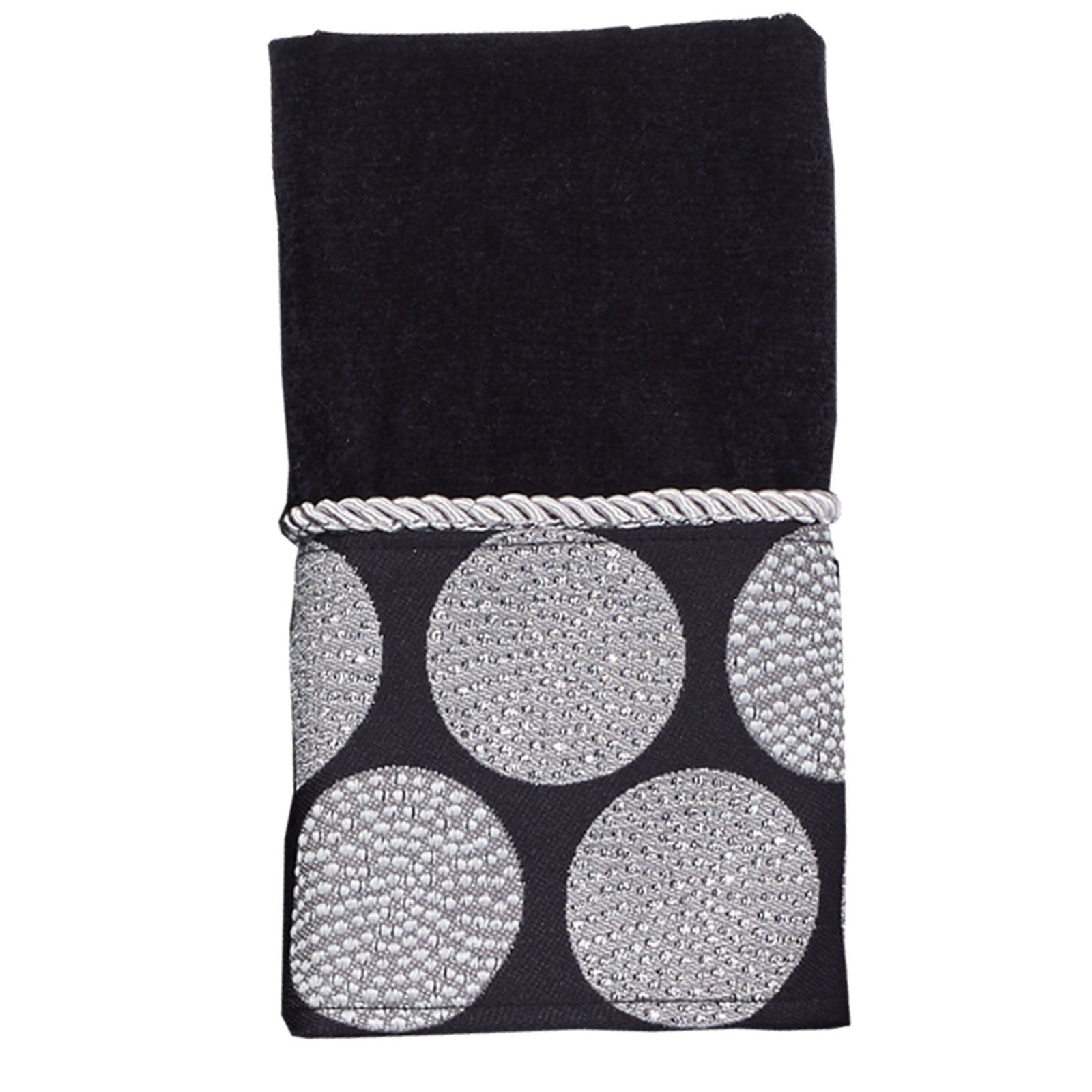 Dotted Circles Embroidered Fingertip Towel Black