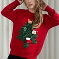 thumbnail image 4 of Aboser Womens Christmas Sweaters Vintage Xmas Tree Print Jumper Tops Warm Casual Holiday Shirts Cozy Long Sleeve Pullover Sweater Tops L, 4 of 5