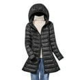 thumbnail image 2 of up to 60% off Gifts Womens Winter Down Coat Womens Thin Puffer Jacket Casual Solid Plus Size Lightweight Cotton Down Overcoat Open Front Zipper Outwear with Removable Hood 2023 Down Coat, 2 of 7