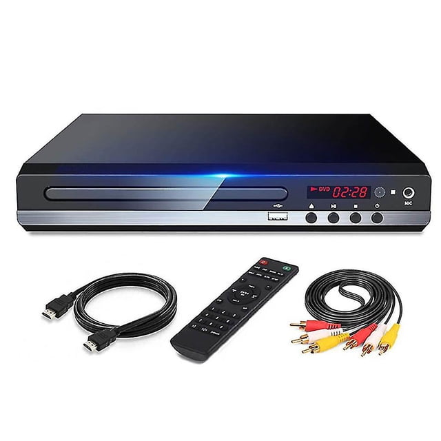 Reproductor de DVD 1080P HD Reproductor de DVD doméstico Caja para TV Reproductor de DVD CD-Disk gratuito para todas las regiones Salida AV EVD Pla Negro