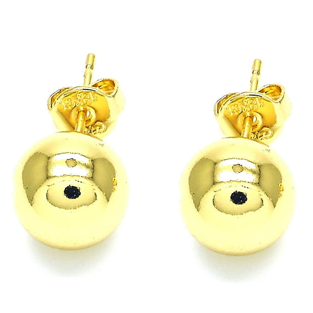 RM 14K Yellow Gold Ball Stud Earrings Polished Finish 12MM 14K Yellow Gold  Plated MEN WOMEN TEEN KIDS