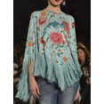 thumbnail image 2 of Blusas florales vintage para mujer, suéter elegante de primavera y otoño de 2024, capa con dobladillo de borlas irregulares de gran tamaño, capa bohemia para mujer, 2 of 4