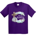 thumbnail image 3 of Inktastic Easter He Has Risen with Cross and Flowers Youth T-Shirt, 3 of 5