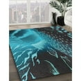 thumbnail image 2 of Ahgly Company Indoor Round Patterned Dark Turquoise Green Area Rugs, 3' Round, 2 of 6