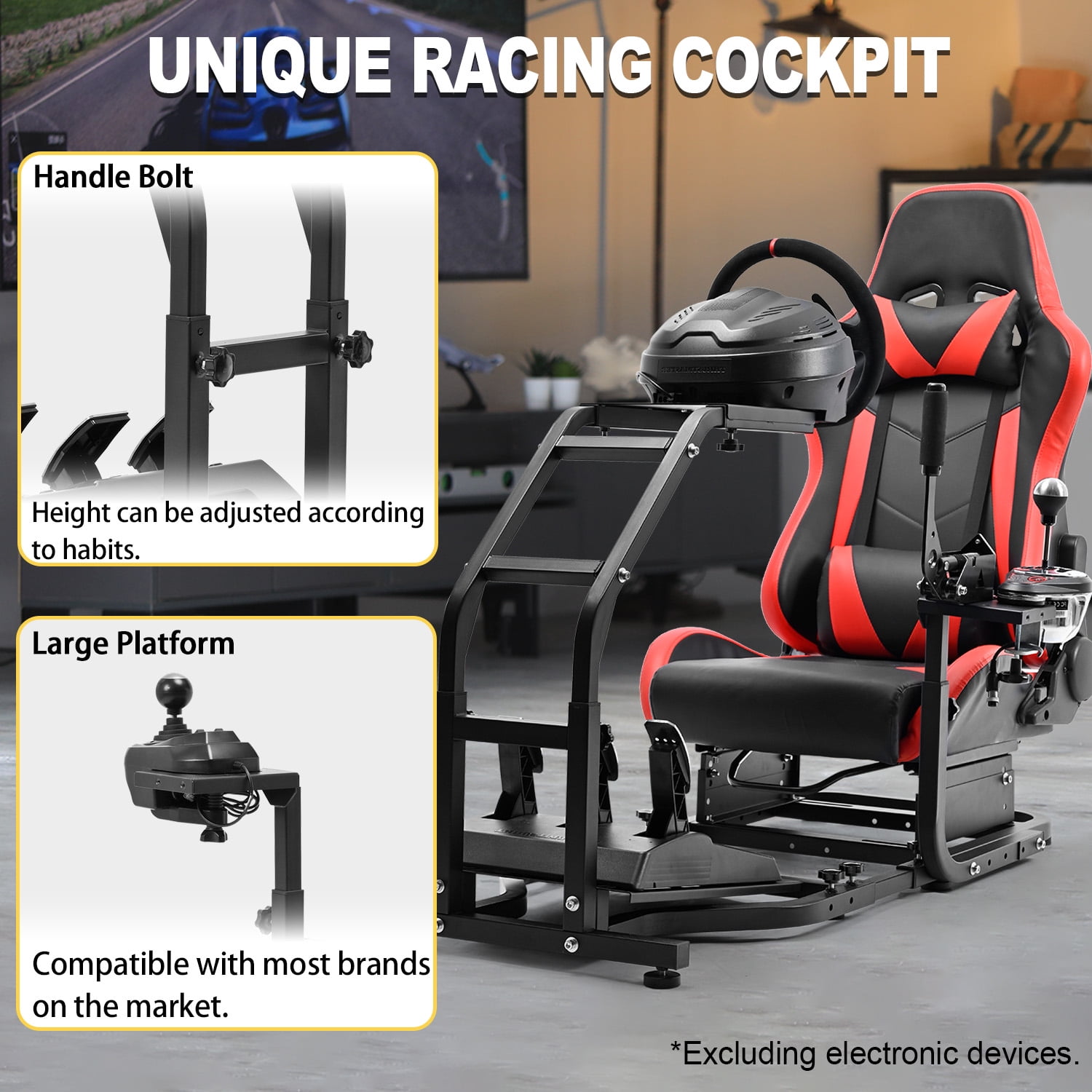 Marada G29 Racing Simulator Cockpit with Gaming Chair Fit Logitech Thrustmaster T80 T150 T300RS,T248