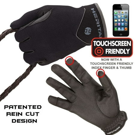 UPC: 0797698308111 | 23HE 10 Size Black Heritage Ultralite Riding Gloves Horse Equestrian