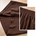 thumbnail image 4 of Women's Culottes Cropped Solid Color Wide Leg Pants Elastic Waist Casual Palazzo Trousers with Pockets Coffee XXXL(XXXL), 4 of 5