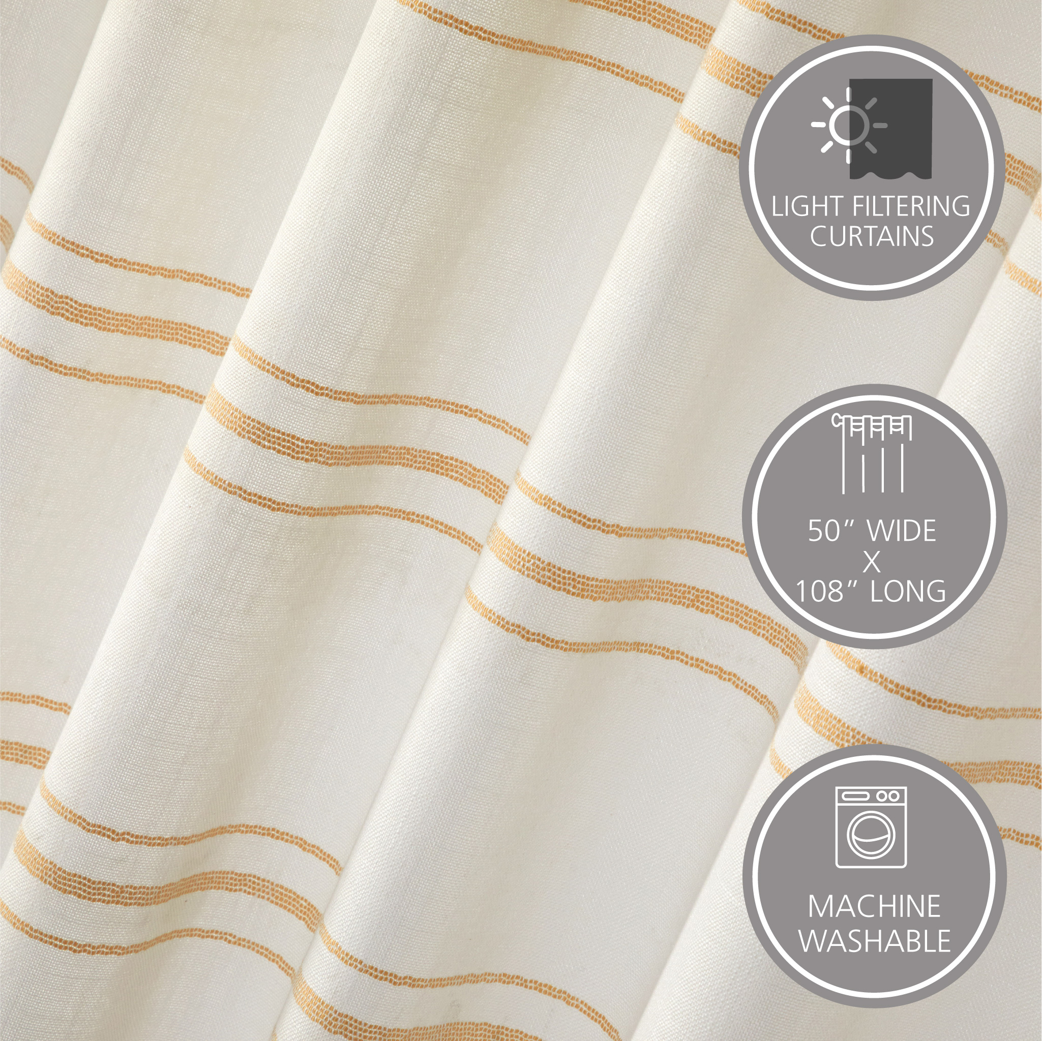 String Curtain Honey Gold 3 ft x 12 ft - Polyester & Cotton Nassau  (trimmable length!)