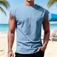 thumbnail image 2 of WULMLEO Mens Sleeveless Tank Tops Workout Muscle Athletic Cut Off Tee Shirts Casual Loose Lightweight Running Gym Sports Shirts Light Blue S, 2 of 7