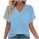 thumbnail image 3 of Suéteres para mujer,Blusa informal con cuello en V para mujer, manga corta estampada, tejido suave de imitación de tela, cómoda para uso diario en casa, sopatenor, 3 of 9