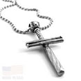 thumbnail image 3 of Baseball Bat And Ball (wbatdballchain) Cross On Ball Chain Necklace Antique Silver Finish, 3 of 4
