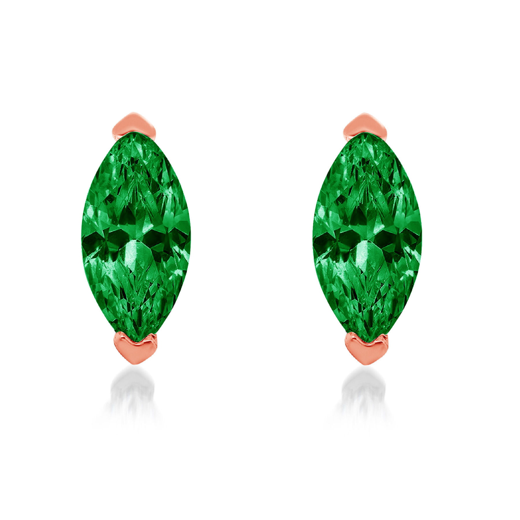 2.00 Ct Marquise Cut Green Emerald Huggie Women's Earrings 14K Rose Gold Over