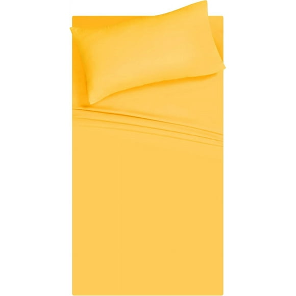 shiyou-Twin XL Sheet Set - Double Brushed Microfiber, 3 Piece Set, Mustard Yellow