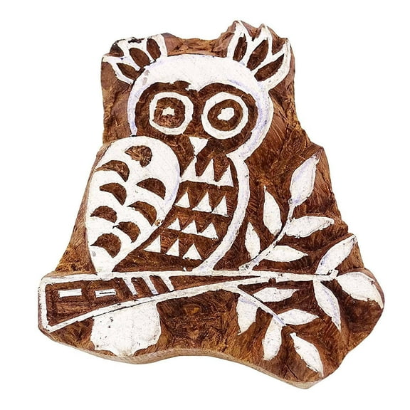 Hand Coved Owl Design Wooden Printing Stamp Textile Fabric Print Apparel Art