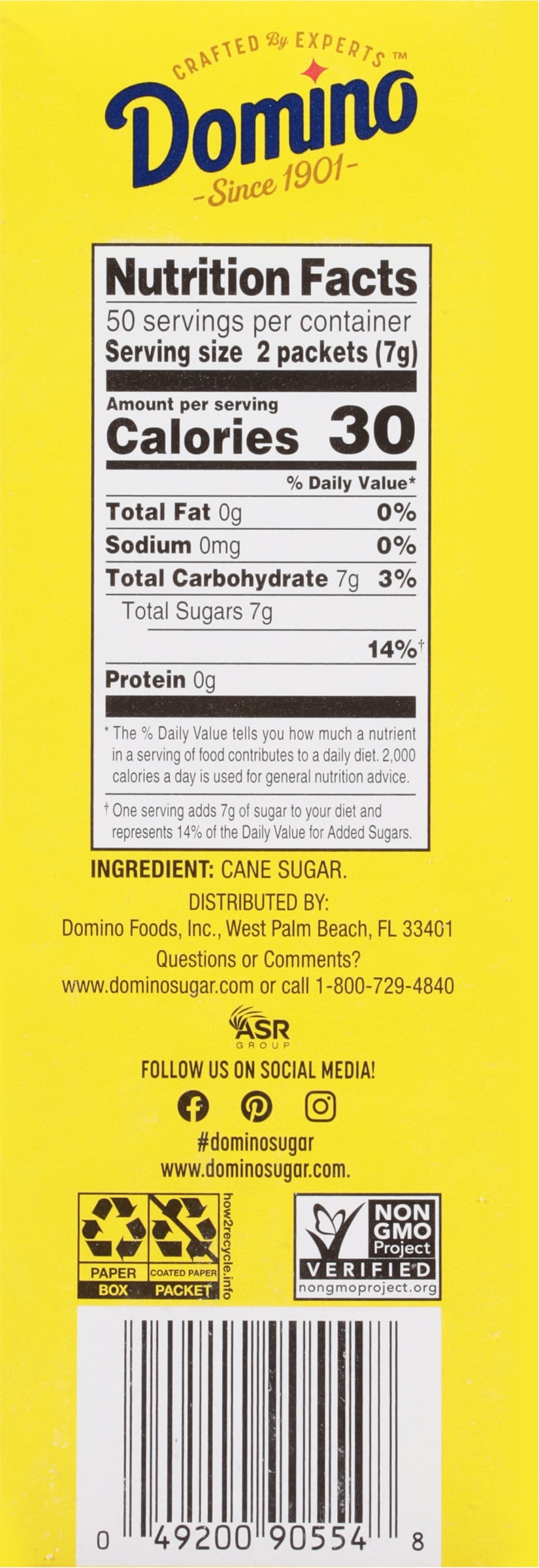 (3 pack) Domino Premium Pure Cane Sugar Packets, 100 Count, 1/8 oz